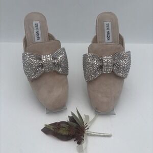 Steve Madden Beige Mules with Sparkling Bow Size 6 M